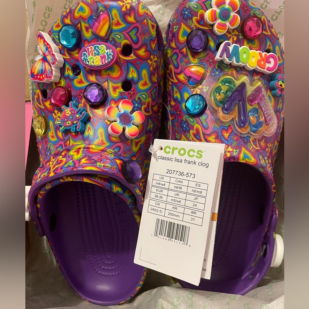 NIB Lisa Frank Limited Edition Purple Crocs, Women’s Size 8